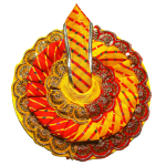 Laddu Gopal Dress – Yellow & Red with Golden Embroidery