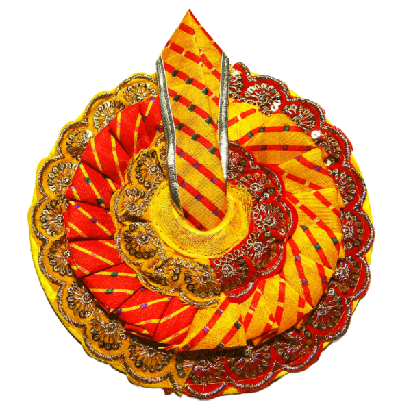 Laddu Gopal Dress – Yellow & Red with Golden Embroidery