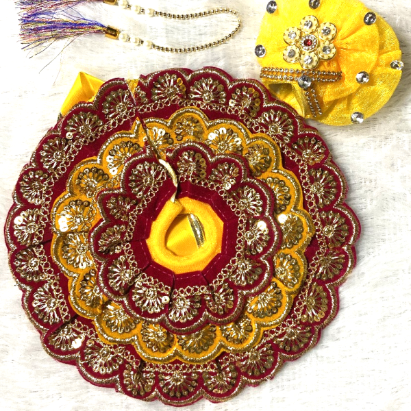 Royal Red-Yellow Laddu Gopal Dress with Pagdi