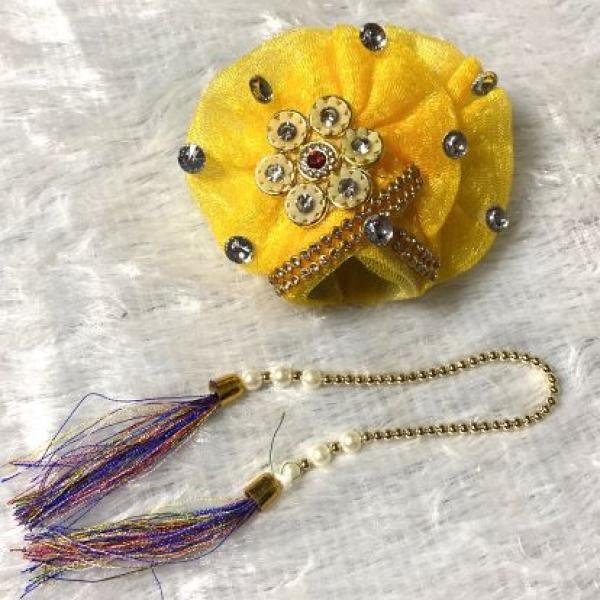 Royal Red-Yellow Laddu Gopal Dress with Pagdi