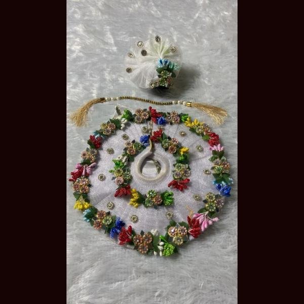 Elegant Floral Laddu Gopal Dress Set with Pagdi