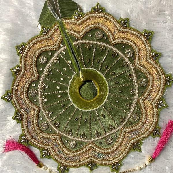 Elegant Olive Green Laddu Gopal Dress with Subtle Shine