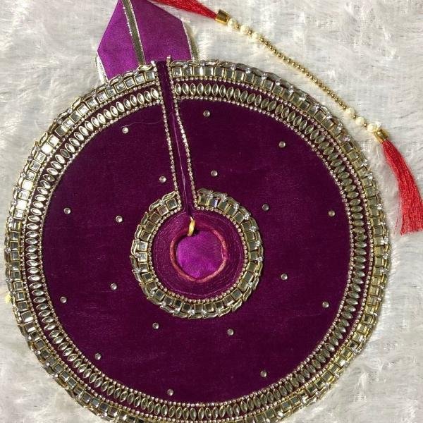 Royal Purple Kundan Work Laddu Gopal Dress with Velvet Finish