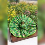 Green Printed Cotton Dress with Matching Pagdi